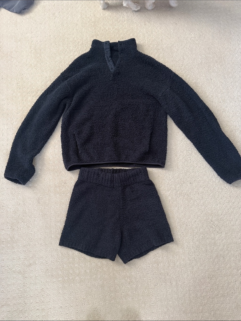 Skims Cozy Black Sherpa Women’s '  - Soft Fleece Lounge Botton and top